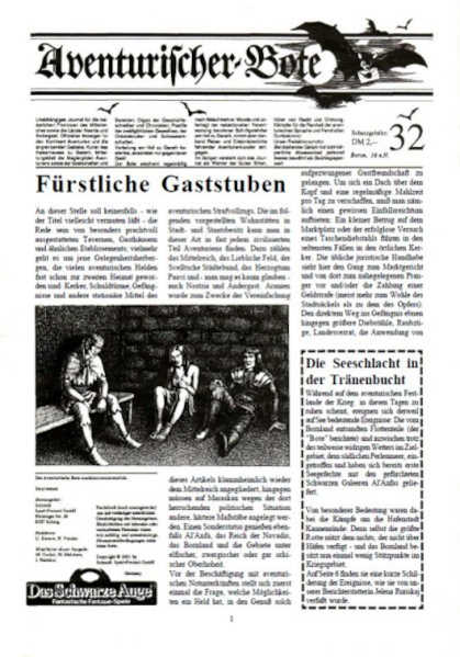 Aventurischer Bote Nr. 32 Das Schwarze Auge Fan-Magazin Zeitrung DSA Der Bote Nr. 32