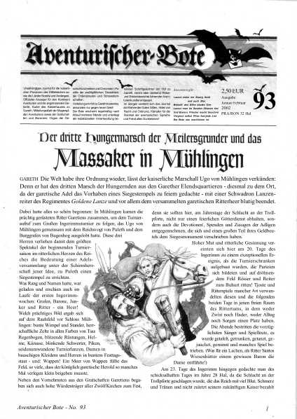 Aventurischer Bote Nr. 93 Das Schwarze Auge Fan-Magazin Zeitrung DSA Der Bote Nr. 93