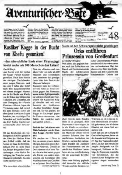 Aventurischer Bote Nr. 48 Das Schwarze Auge Fan-Magazin Zeitrung DSA Der Bote Nr. 48