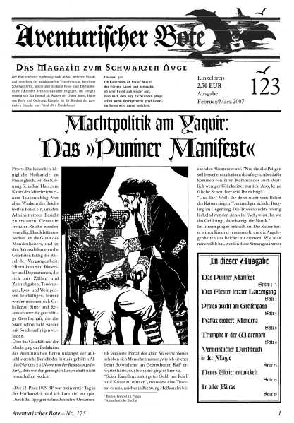 Aventurischer Bote Nr. 123 Das Schwarze Auge Fan-Magazin Zeitrung DSA Der Bote Nr. 123