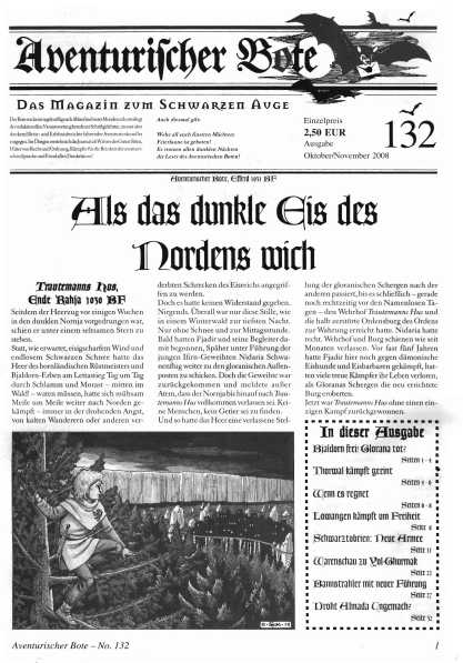 Aventurischer Bote Nr. 132 Das Schwarze Auge Fan-Magazin Zeitrung DSA Der Bote Nr. 132