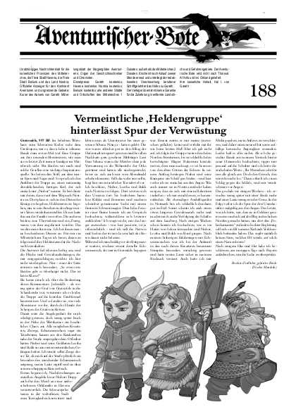 Aventurischer Bote Nr. 188 Das Schwarze Auge Fan-Magazin Zeitrung DSA Der Bote Nr. 188